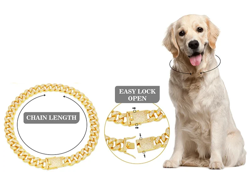 RoyalPaw Diamond Cuban Hondenketting