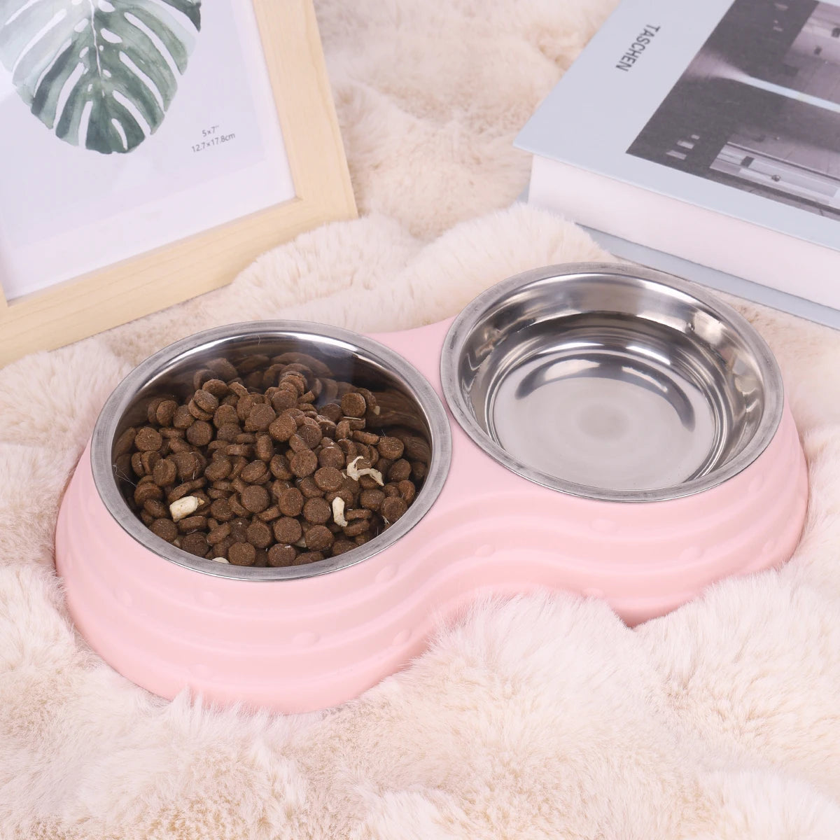 Dubbele Voerbak Hond/Kat – RVS & Antislip, Verhoogd