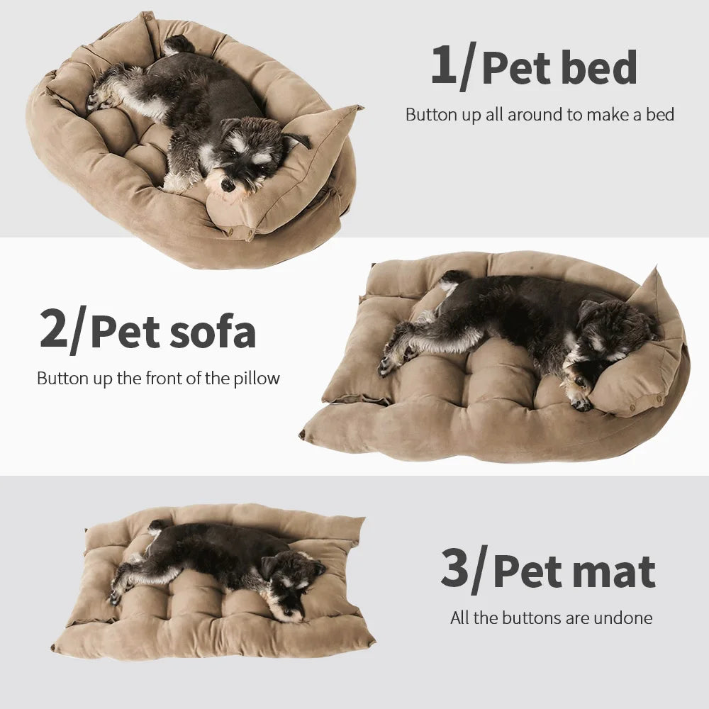 SnuggleNest 3-in-1 Honden- & Kattenbed – Multifunctioneel Warm Winterbed