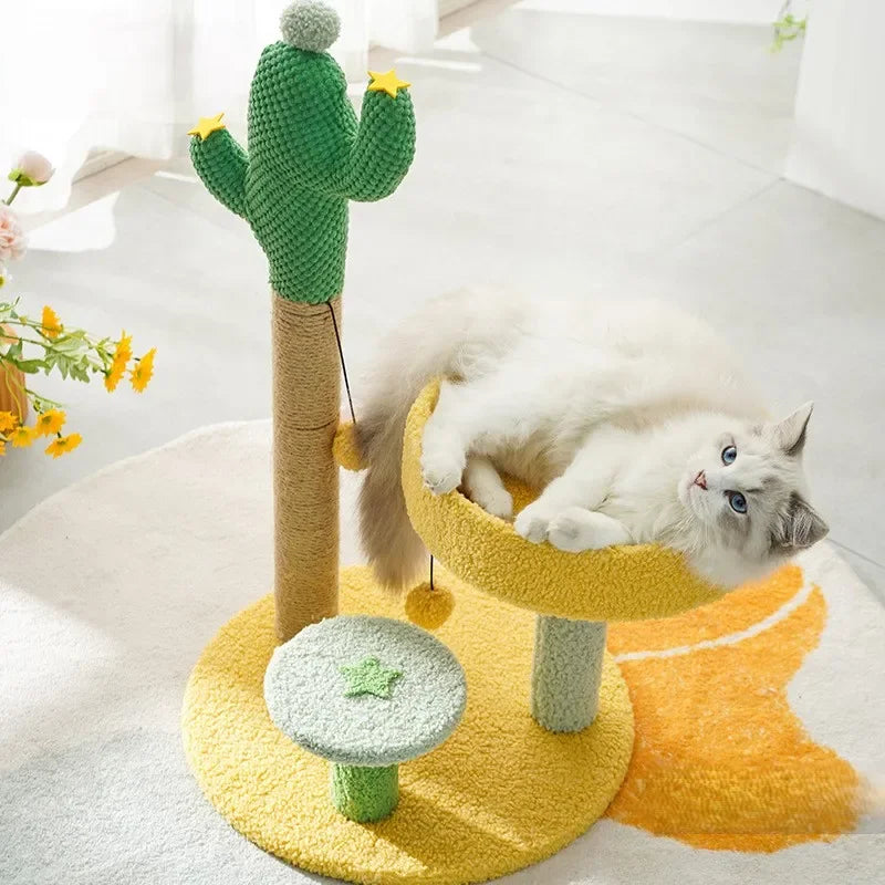 Kattenklimpaal Cactusvorm – Sisal & Pluche, Groen Design