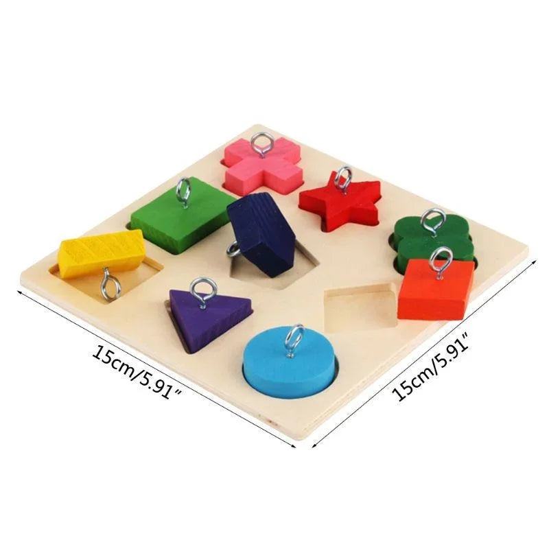 Houten puzzelspeelgoed voor papegaaien – educatief 15x15 cm