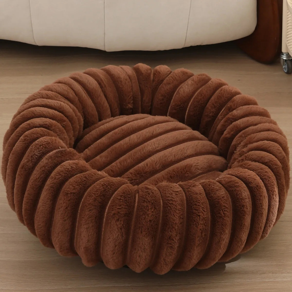 Ronde Pluizen Huisdiermatras – Warm Wasbaar Bed voor Kat/Hond
