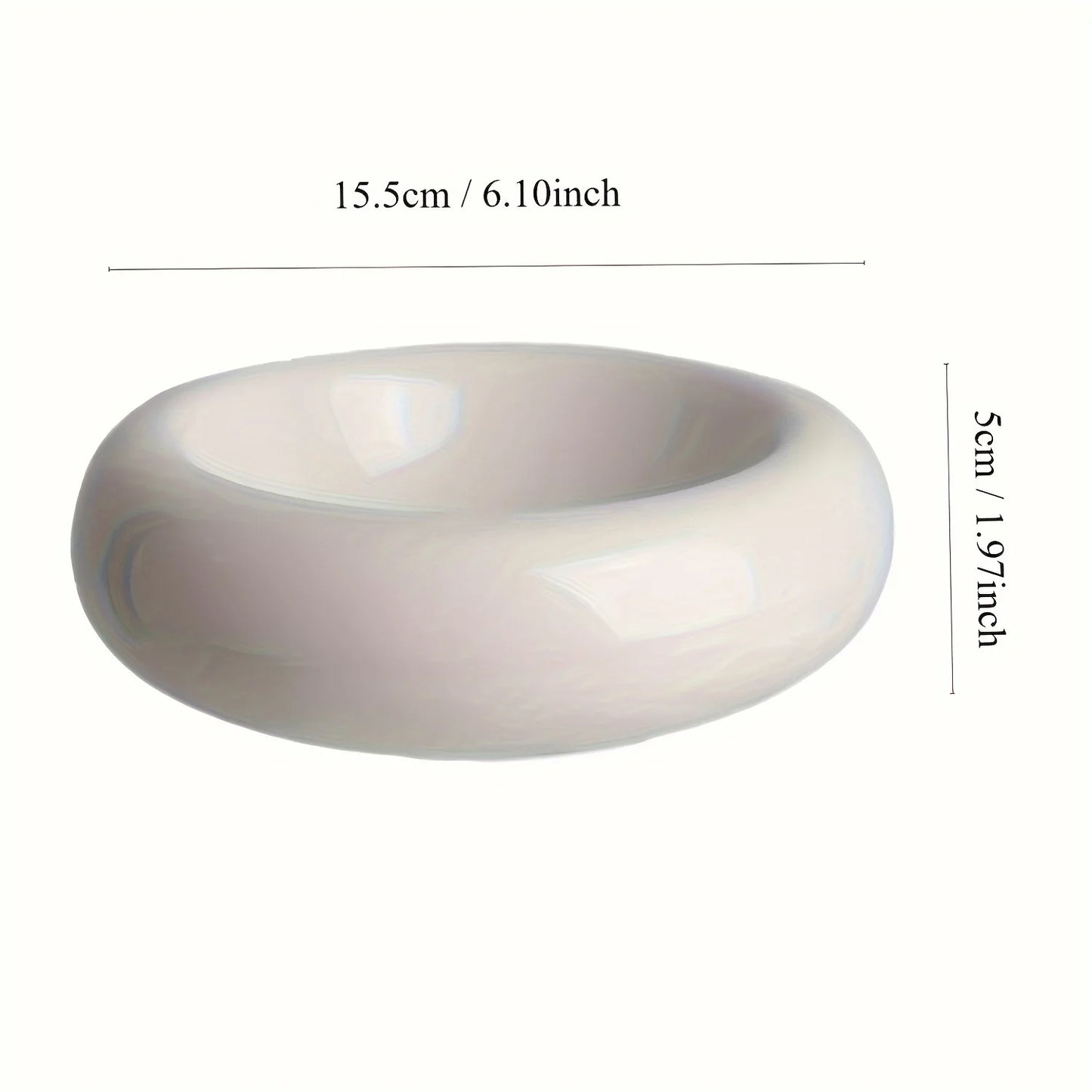 Keramische Kattenvoerbak 250ml – Anti-slip Donutvorm Ø15.5cm Wit