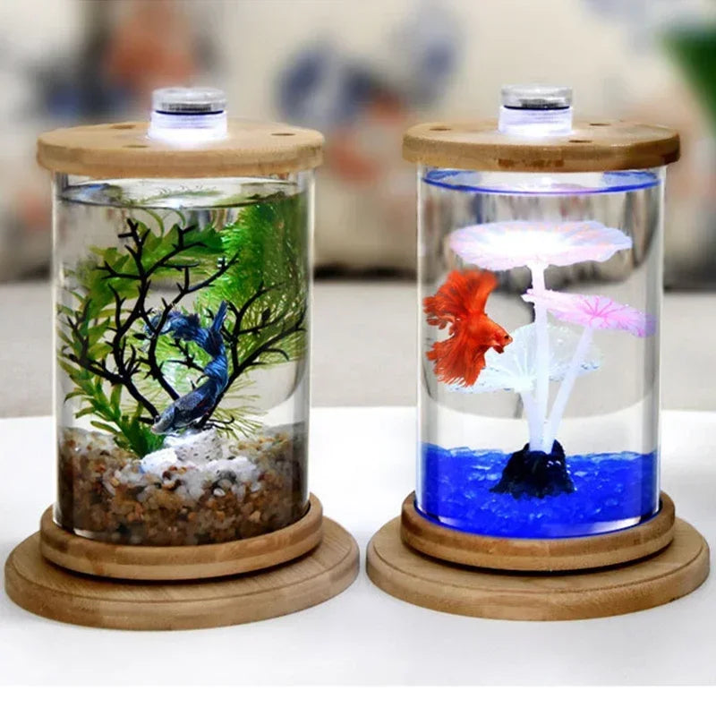 AquaGlow LED Cilindrisch Mini Aquarium