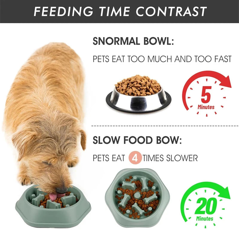 Slow Feeder Hondenbak – Anti-Schrok, BPA-vrij Plastic, Ø20cm Blauw