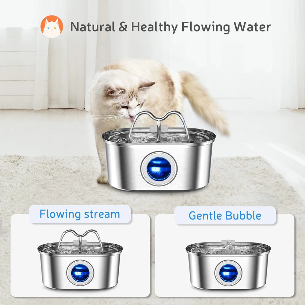 RVS Kattenfontein 3.2L – Stil, met LED en Dubbel Filtersysteem