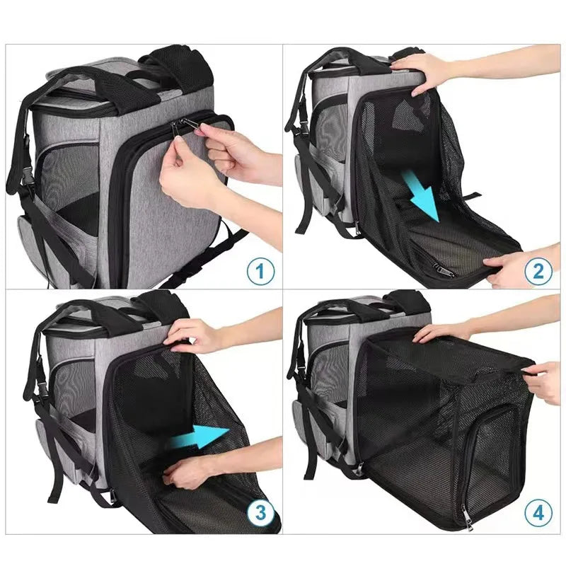Ademende Katten Reisdraagrugzak – Nylon, Uitbreidbaar, 6,5 kg