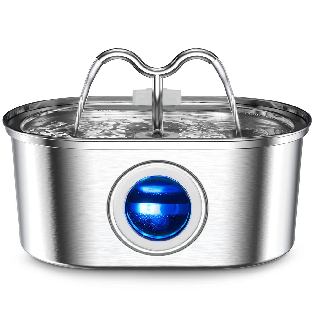 RVS Kattenfontein 3.2L – Stil, met LED en Dubbel Filtersysteem