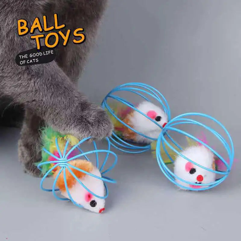 Katten Speelgoed Kooi met Muis – Kleurrijk Plastic