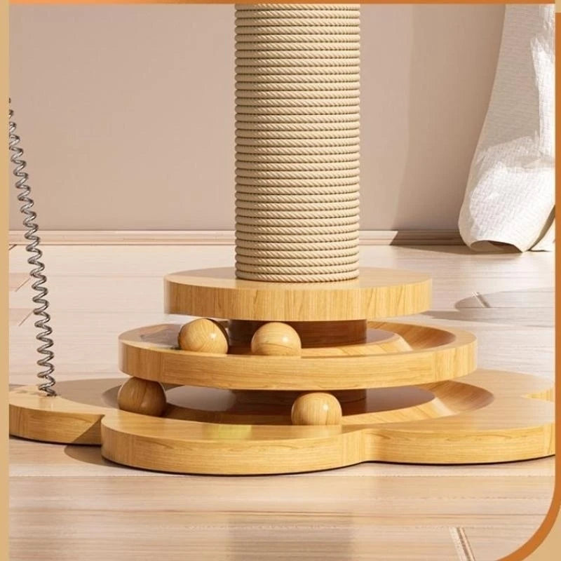 Kattenspeelgoed met Draaitafel, Sisal Krabplank & Houten Basis