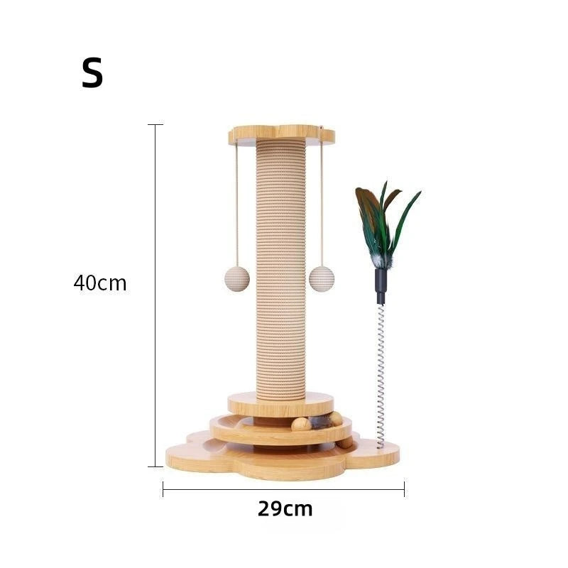 Kattenspeelgoed met Draaitafel, Sisal Krabplank & Houten Basis