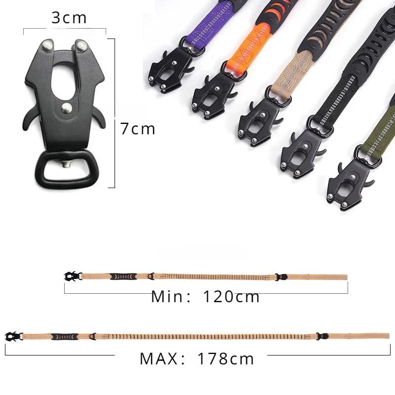 Reflecterende Bungee Hondenriem Nylon – Voor Grote Honden Zwart