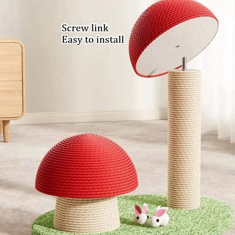 Krabpaal Kat Sisal – Rood Paddenstoel Design, Hout & Touw