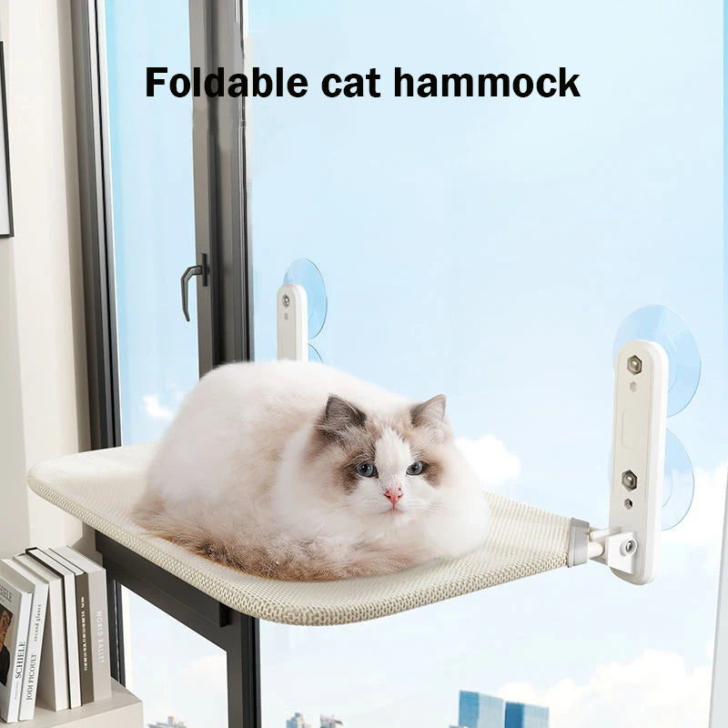 Kattenhangmat Raam – Zuignap – Ademend Stof – 45×30 cm – Max. 10 kg