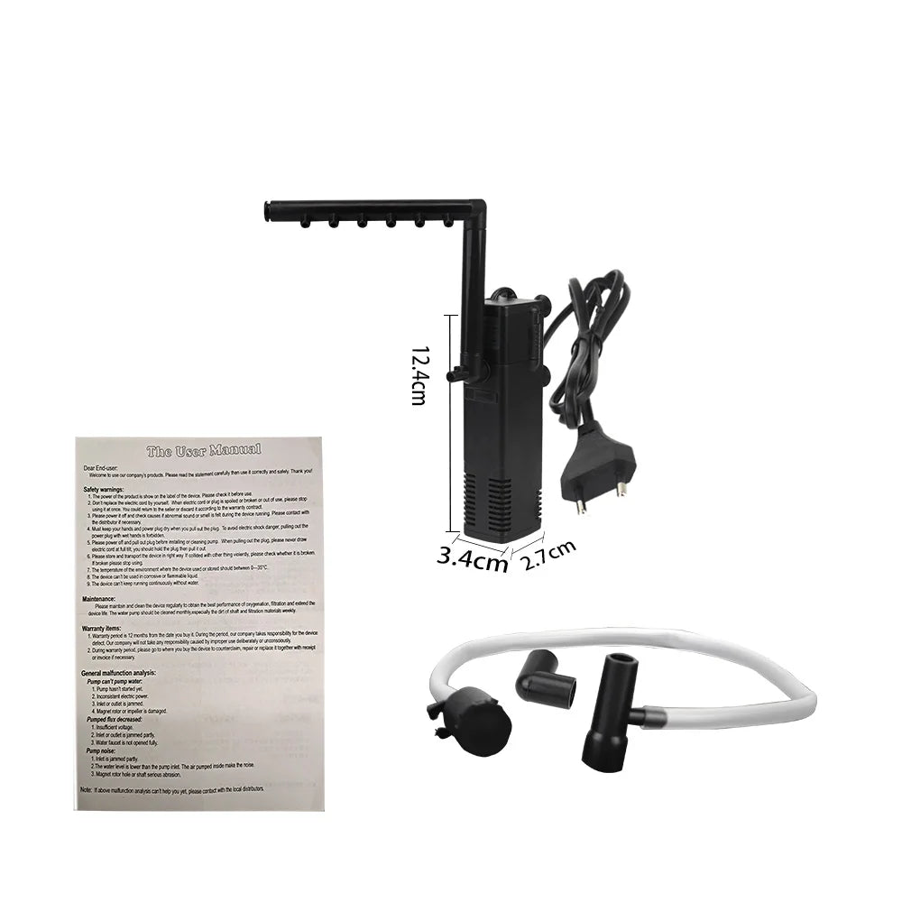 Dompelpomp aquarium 3W–8W stil – filter & zuurstof