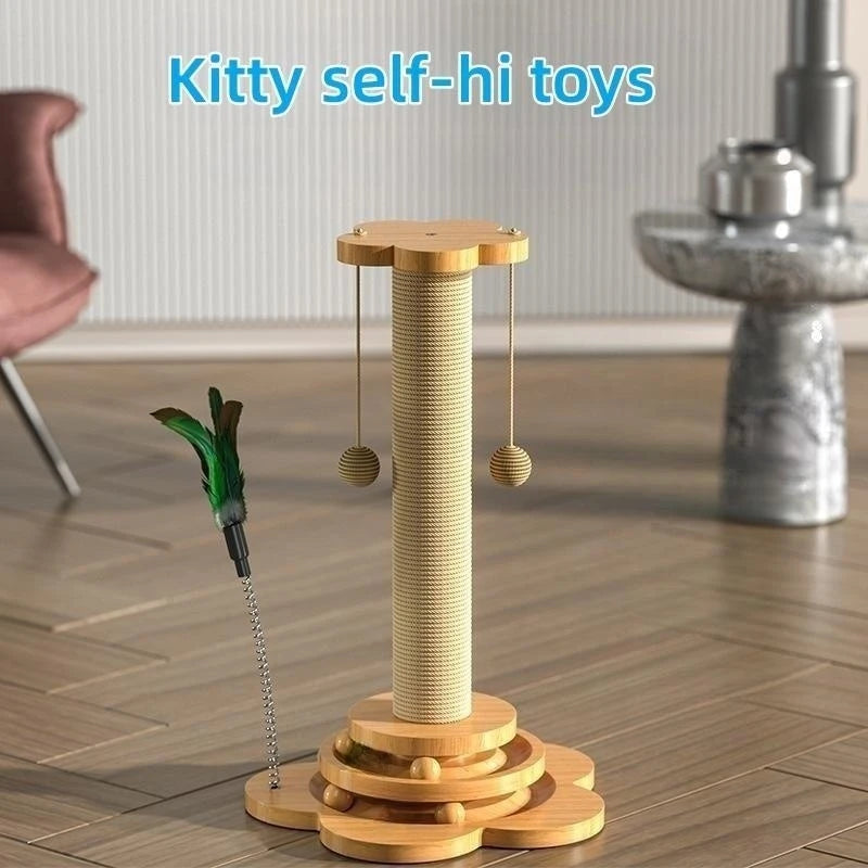 Kattenspeelgoed met Draaitafel, Sisal Krabplank & Houten Basis