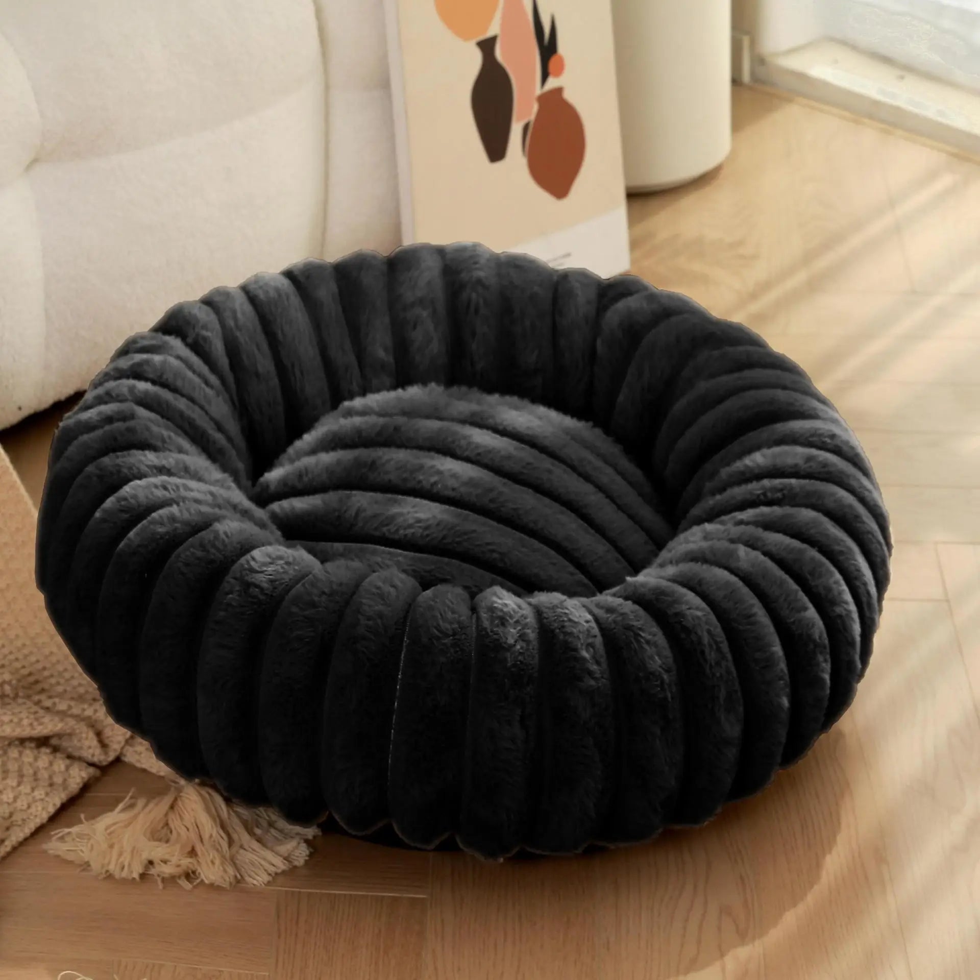 Ronde Pluizen Huisdiermatras – Warm Wasbaar Bed voor Kat/Hond