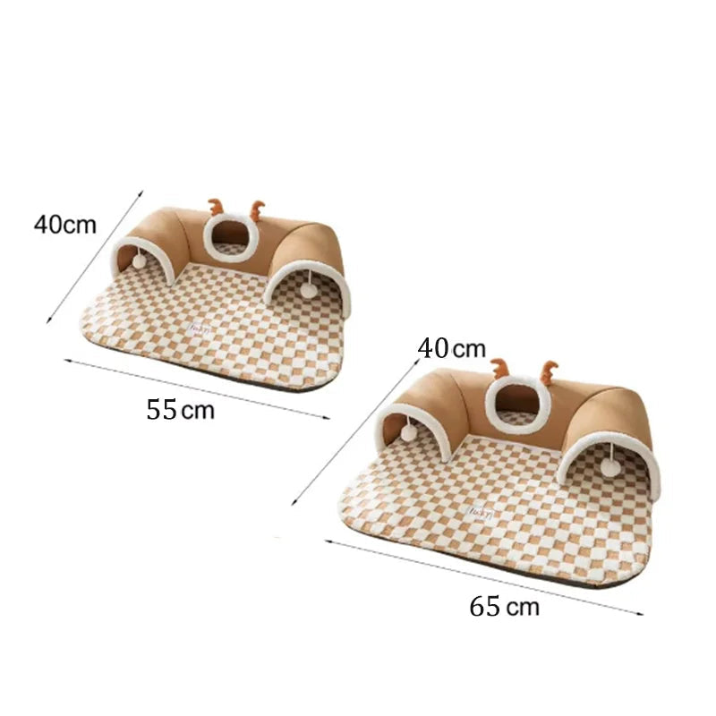 Katten Tunnelbed Pluche 2-in-1 - Met Speelballetjes