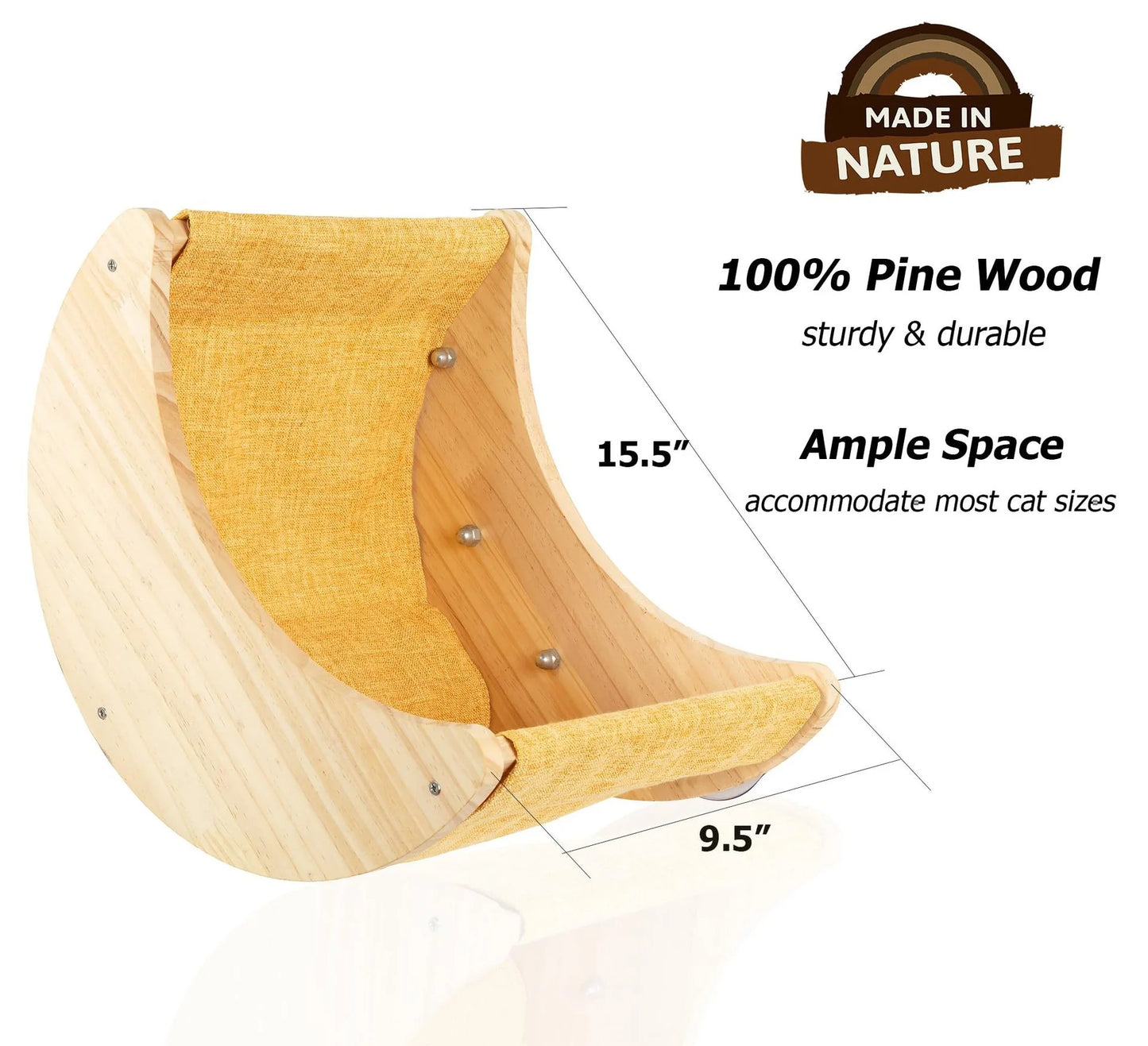 Kattenraamhangmat Hout – Zuignapbevestiging – 38x31.5 cm - tot 10 kg