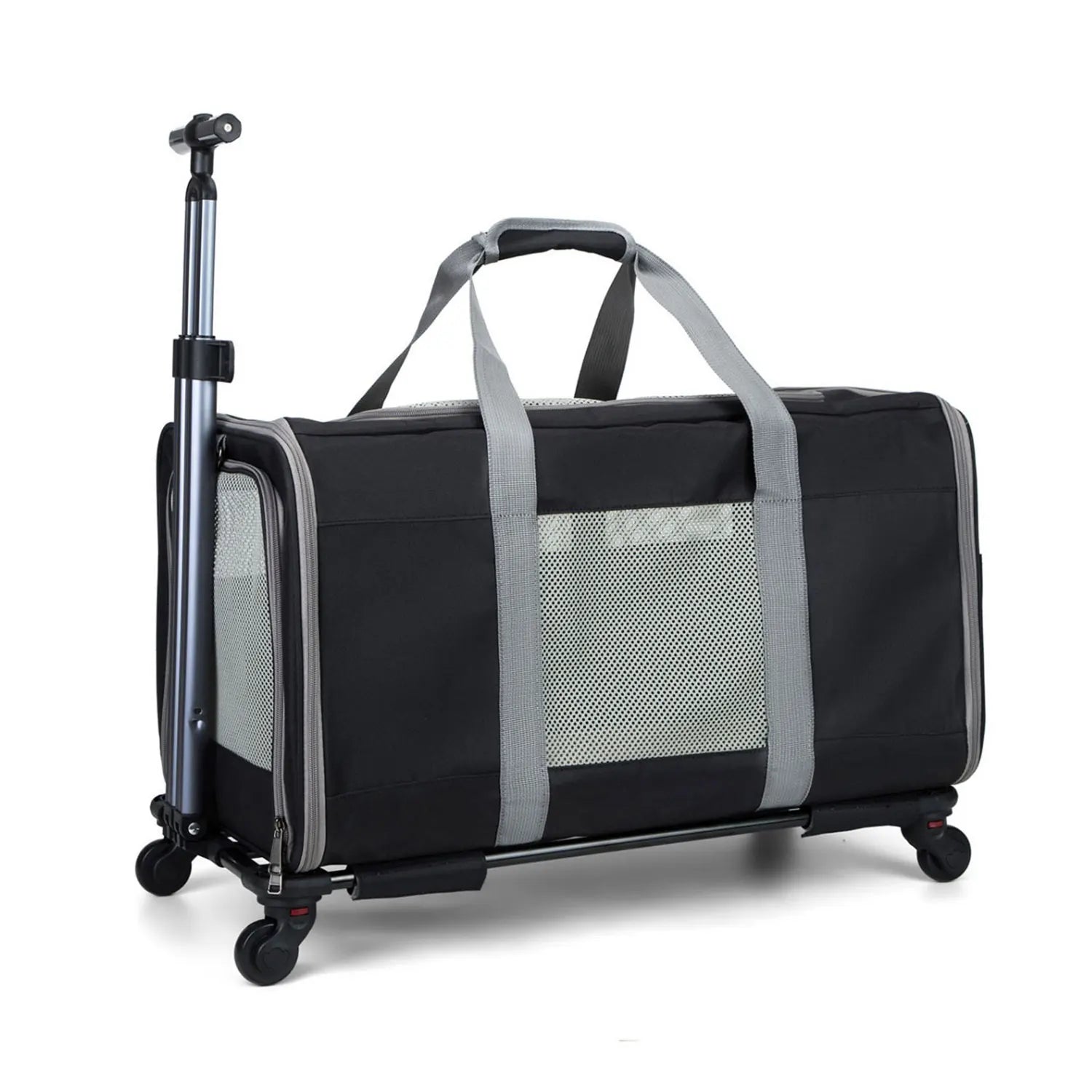 Huisdierentrolley Oxford Kaki 60x40x35 cm – Draagtas met Wielen voor Kat of Kleine Hond