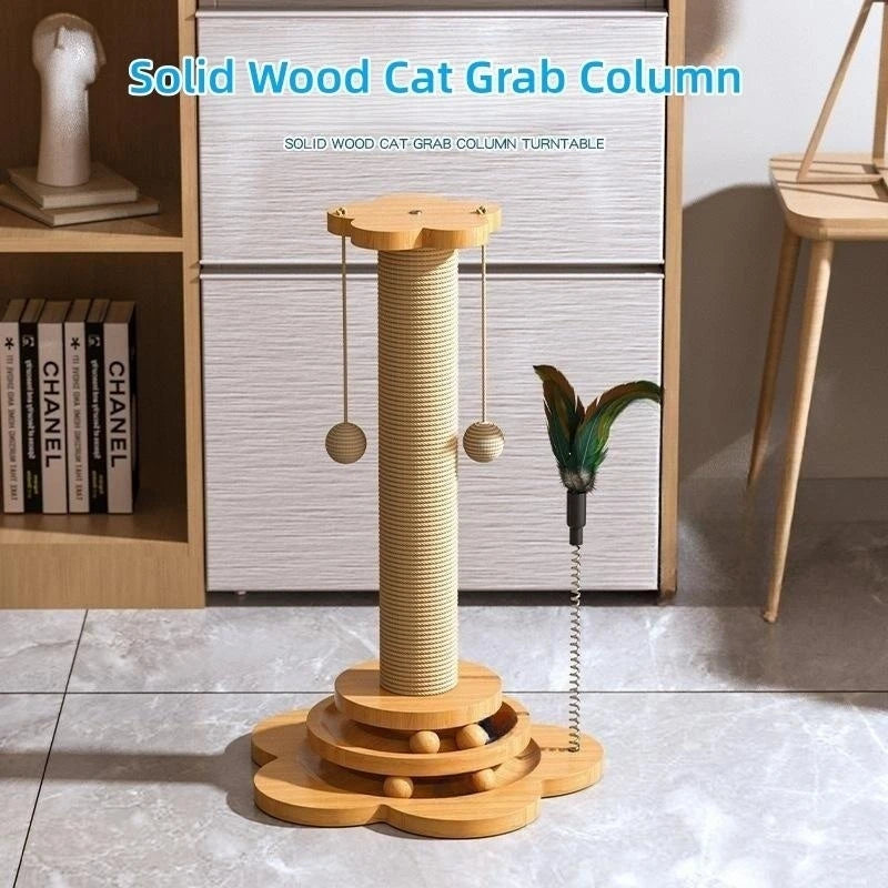 Kattenspeelgoed met Draaitafel, Sisal Krabplank & Houten Basis
