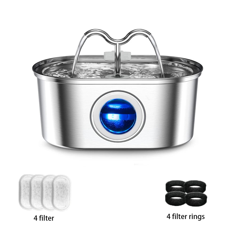 RVS Kattenfontein 3.2L – Stil, met LED en Dubbel Filtersysteem