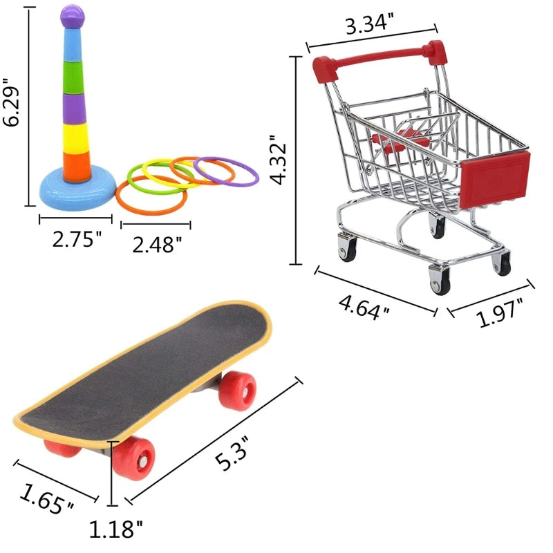 Papegaaienspeelgoed 4-in-1 set – kunststof, kleurrijk, klein formaat