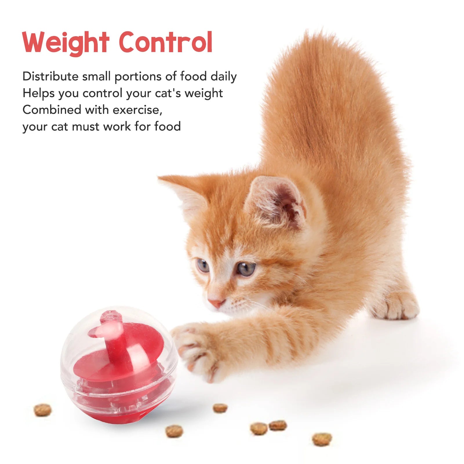 Interactieve Kattenvoerbal – 5 cm, Kunststof, Voor Snacks & Brokjes