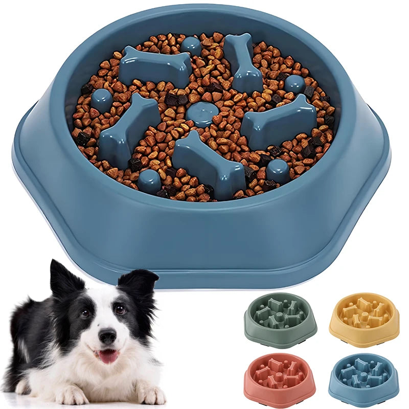 Slow Feeder Hondenbak – Anti-Schrok, BPA-vrij Plastic, Ø20cm Blauw