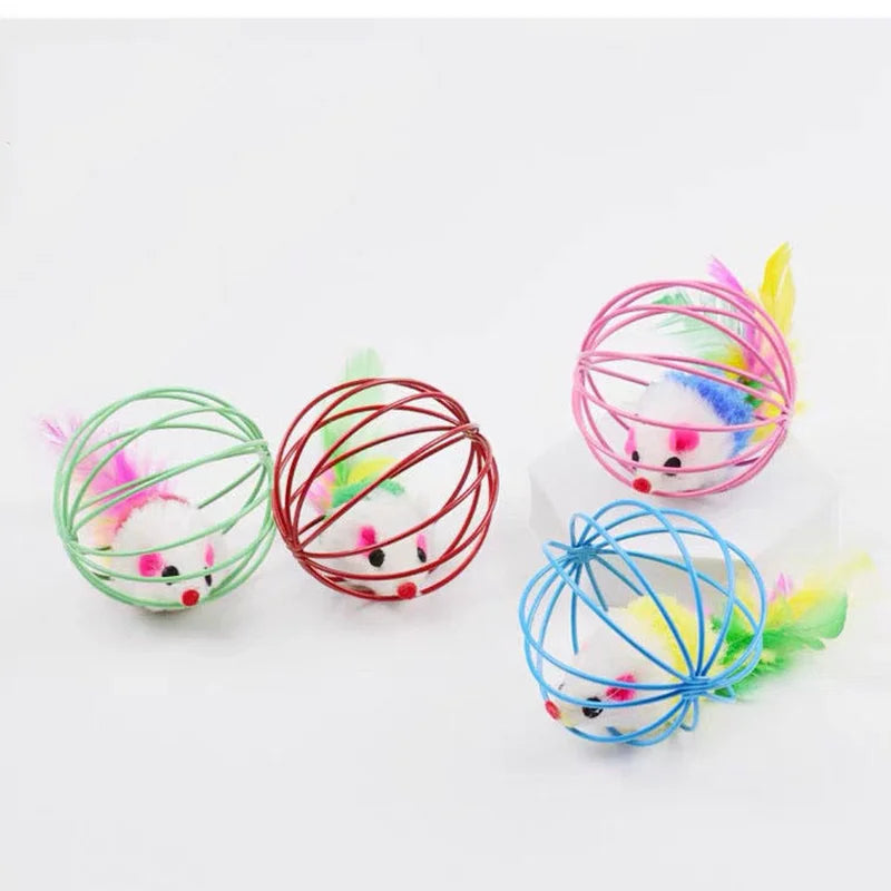 Katten Speelgoed Kooi met Muis – Kleurrijk Plastic