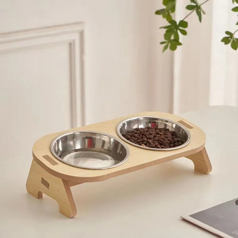 Verhoogde Houten Eetbak voor Katten en Honden – Enkel of Dubbel