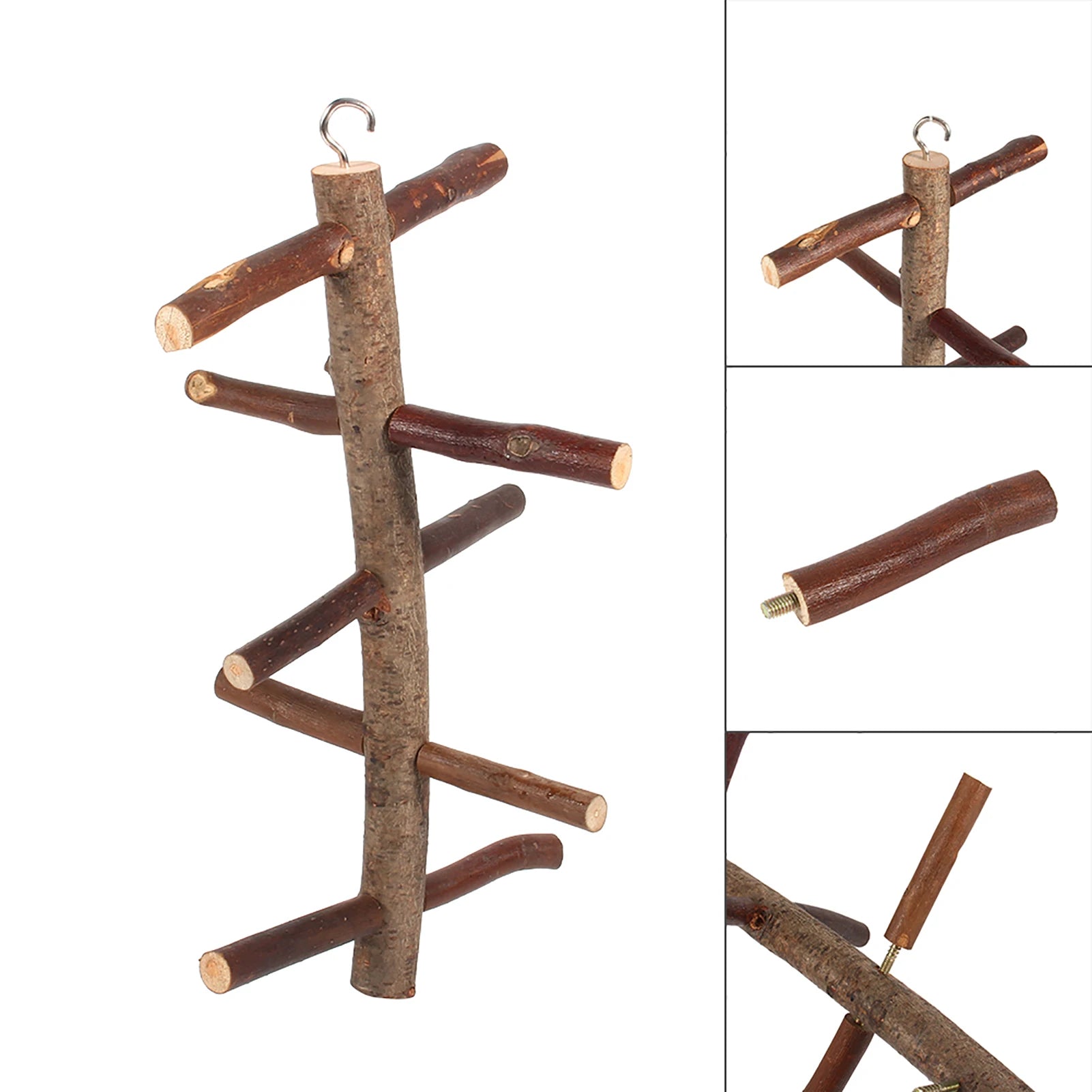 Papegaaienzitstok hout – natuurlijk vogelzitje met takken
