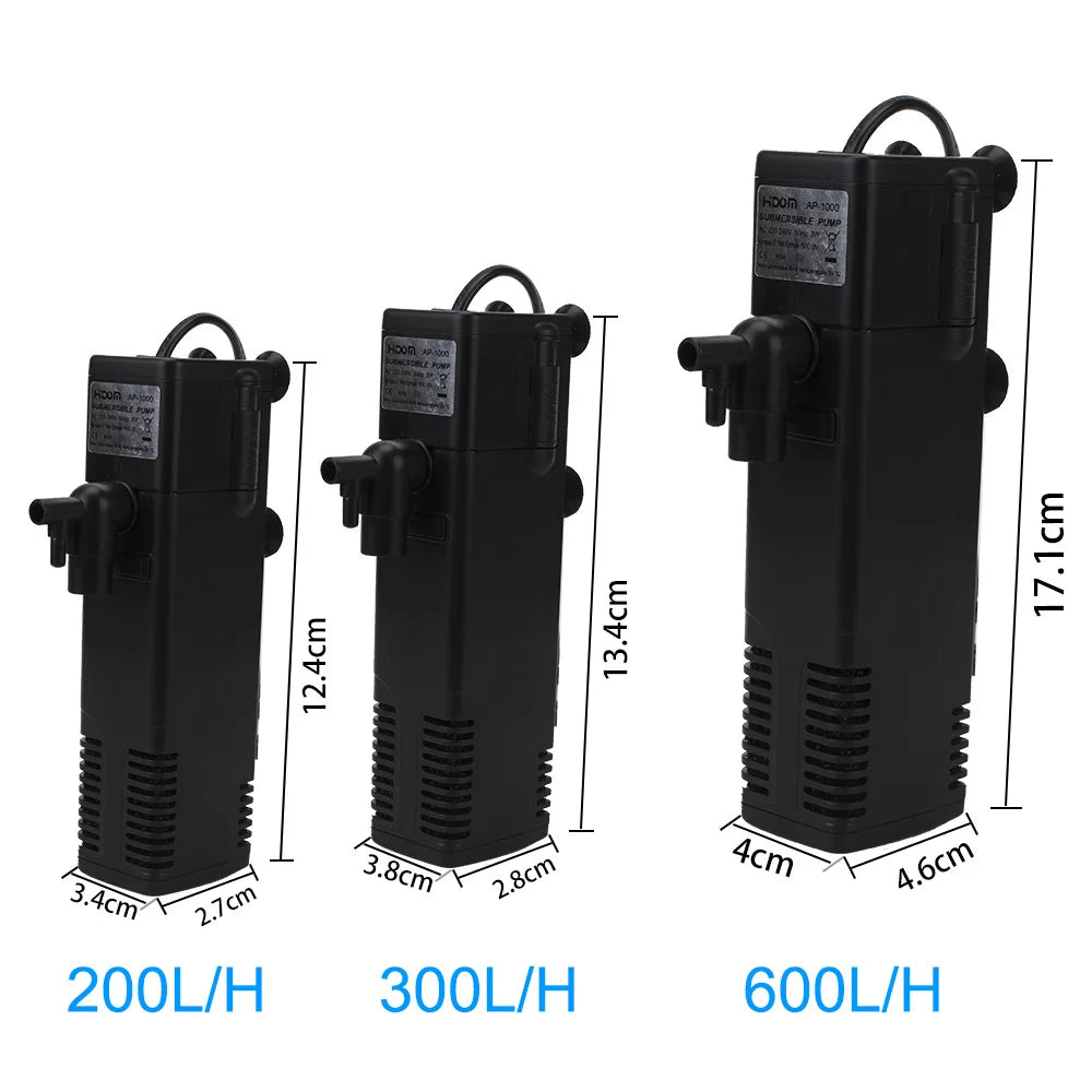 Dompelpomp aquarium 3W–8W stil – filter & zuurstof