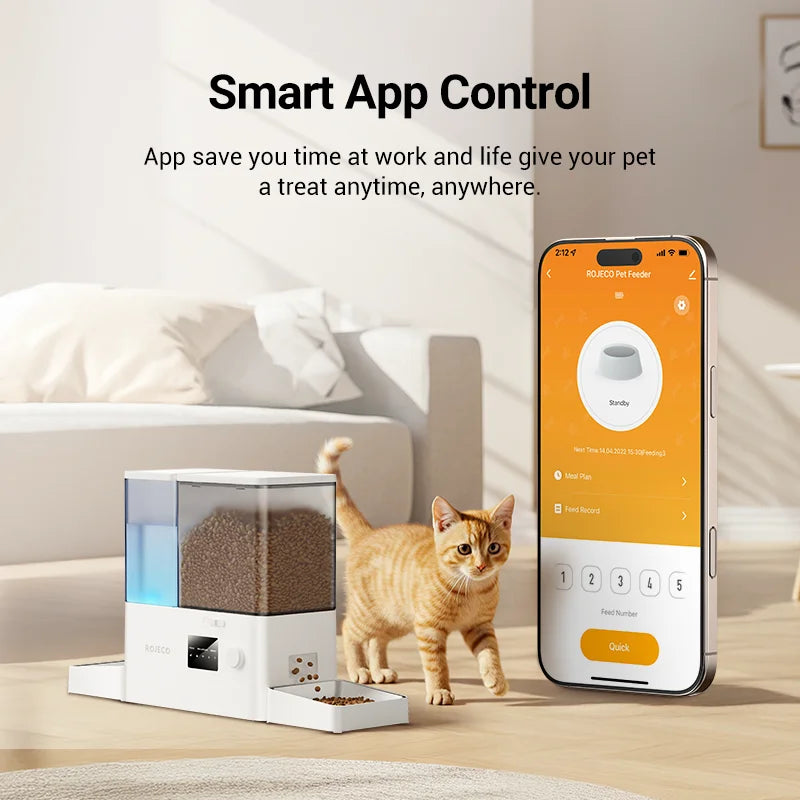 Slimme automatische voerbak hond 8,5L – WiFi app & waterdispenser