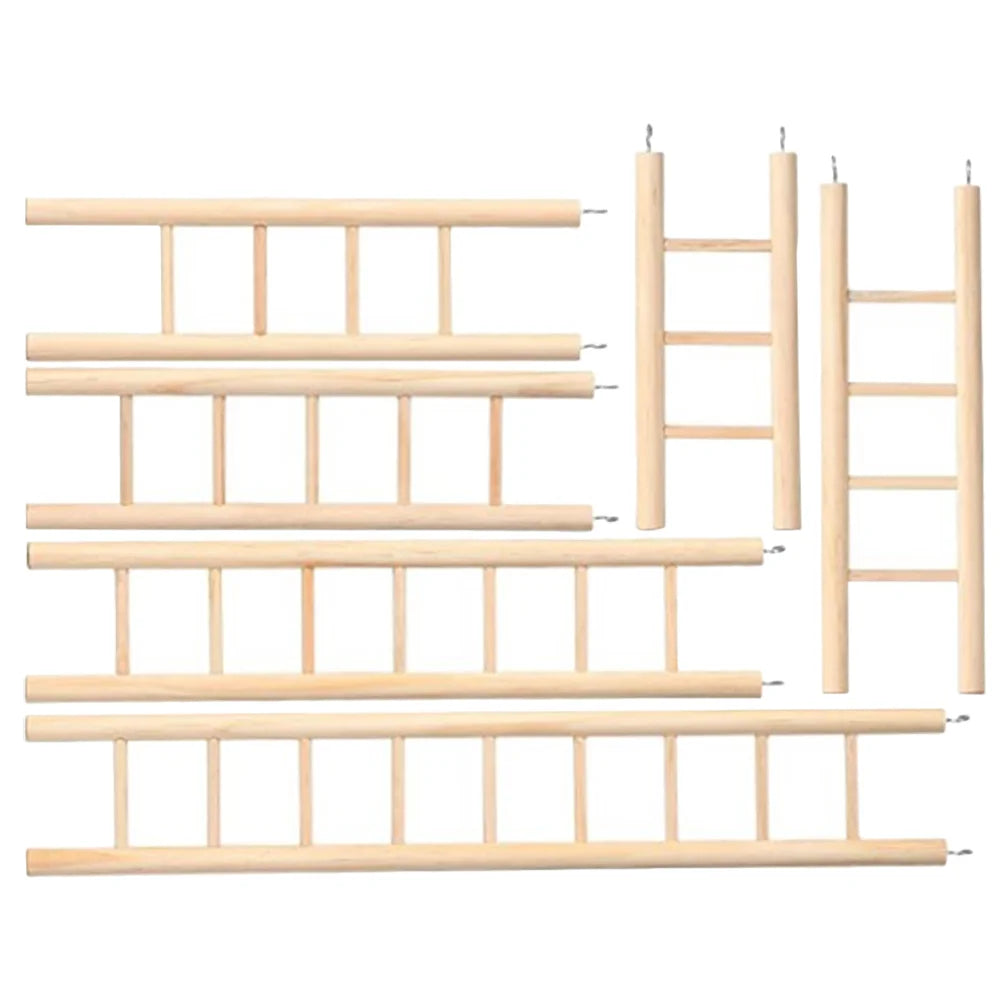 Houten klimladders voor kaketoes – set van 6 – kaki – 16–37 cm