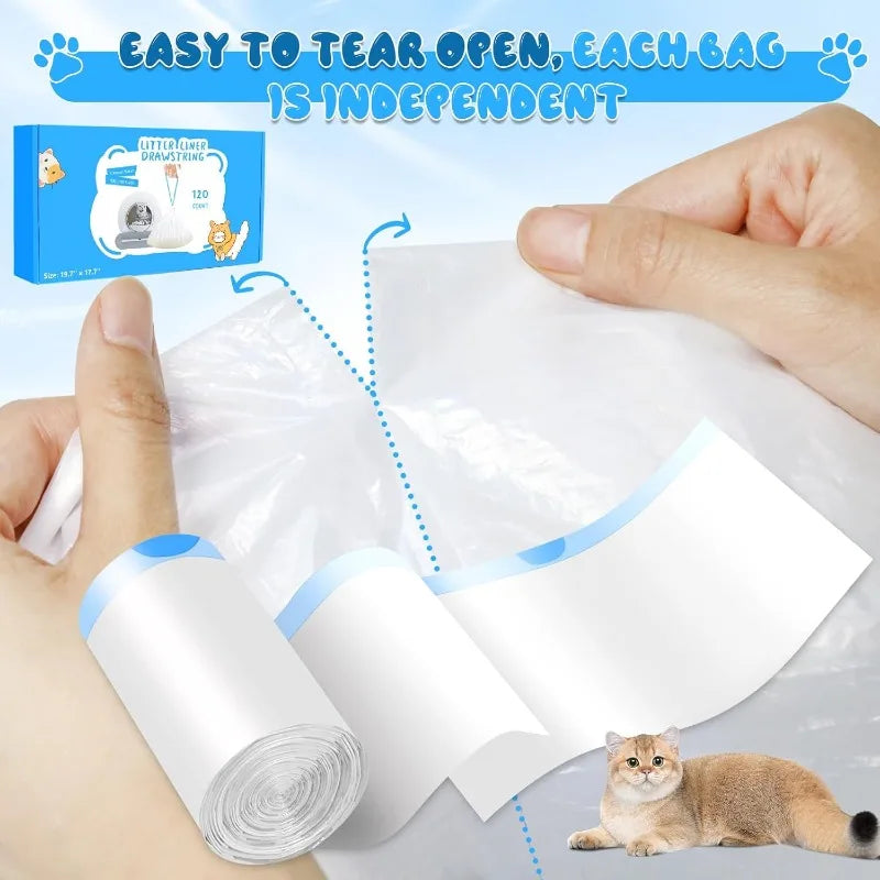 Automatische Kattenbakzakken LDPE, Dubbel Trekkoord, Geurvrij