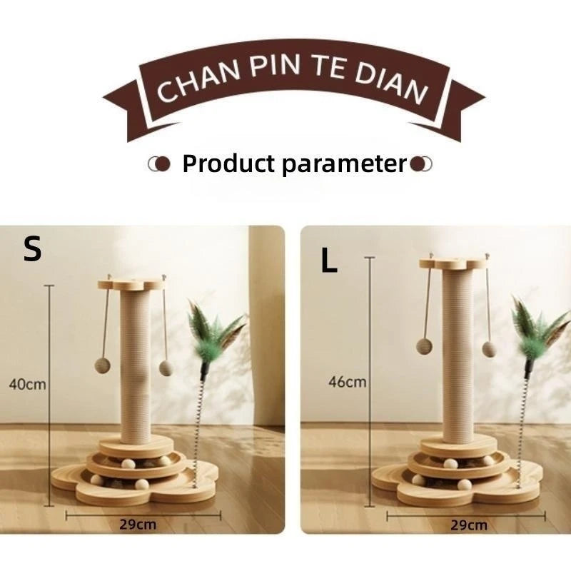 Kattenspeelgoed met Draaitafel, Sisal Krabplank & Houten Basis