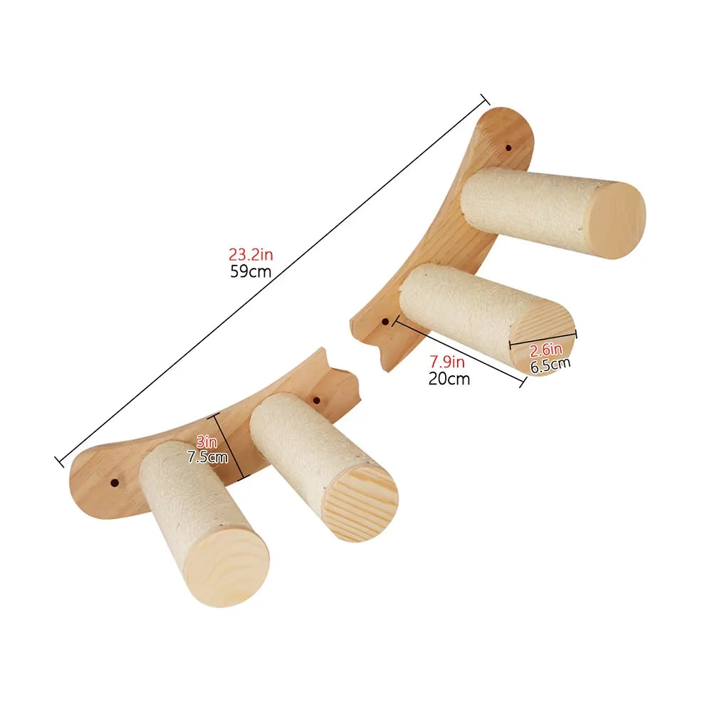 Wandmontage Kattenklimrek Hout β met Krabgedeelte & Nest