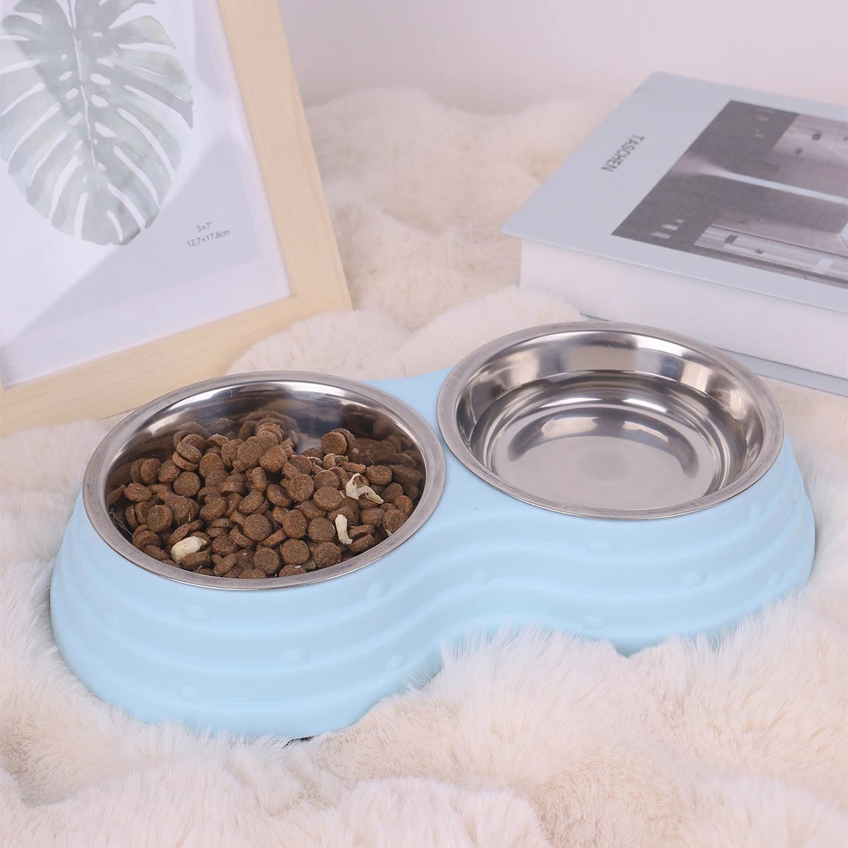 Dubbele Voerbak Hond/Kat – RVS & Antislip, Verhoogd