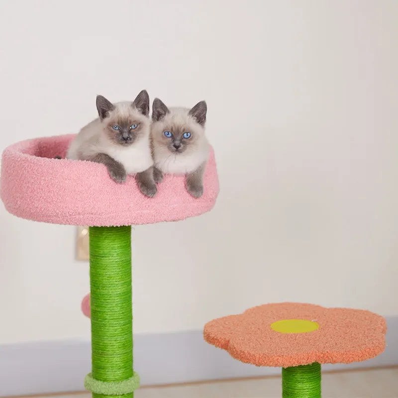 KlimPaws BloomNest Krabpaal met Springplatform en Bloemvormig Kattennest