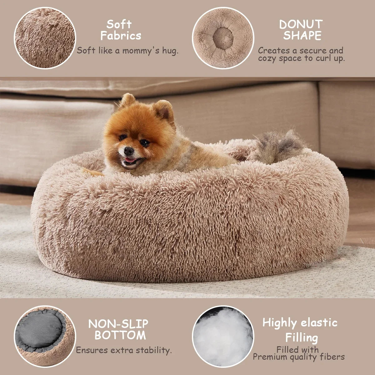 Ronde Dierenmand – Zachte Wasbare Mand voor Hond of Kat, Anti-slip