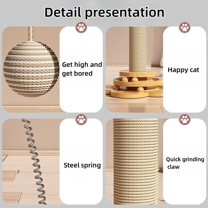 Kattenspeelgoed met Draaitafel, Sisal Krabplank & Houten Basis