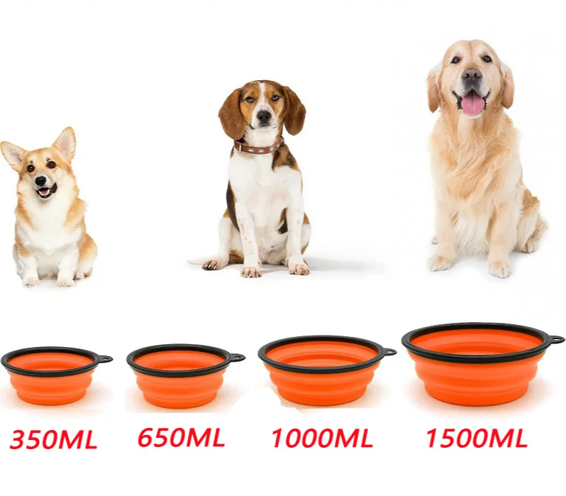 Folding Portable Silicone Dog Feeder Bowl 2 In 1 Pet Dispenser Outdoor Travel Dog Cat with Carabiner Bottle Food Water Container