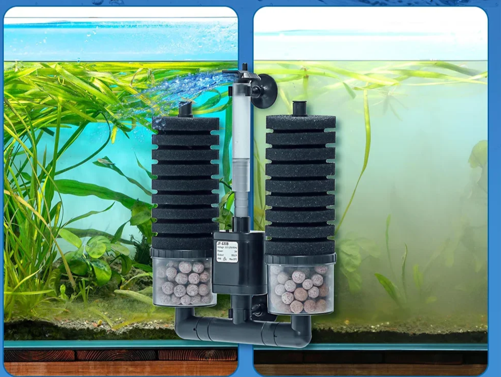 AquaSilent Stil Aquariumfilter | Biochemische Sponsfilter voor Viskom & Garnalenpoel