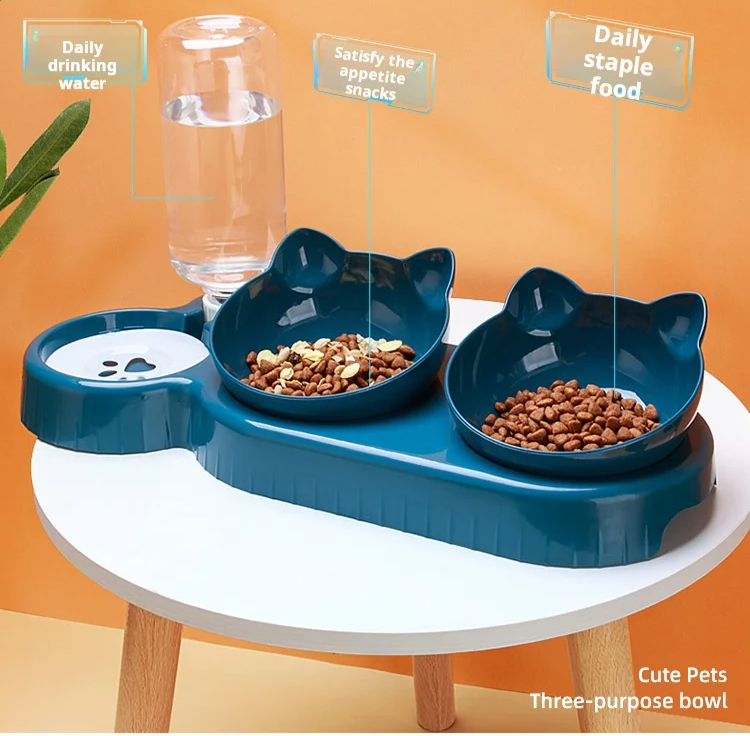 Drink & Eat 3-in-1 Kattenvoerbak Set met Waterdispenser