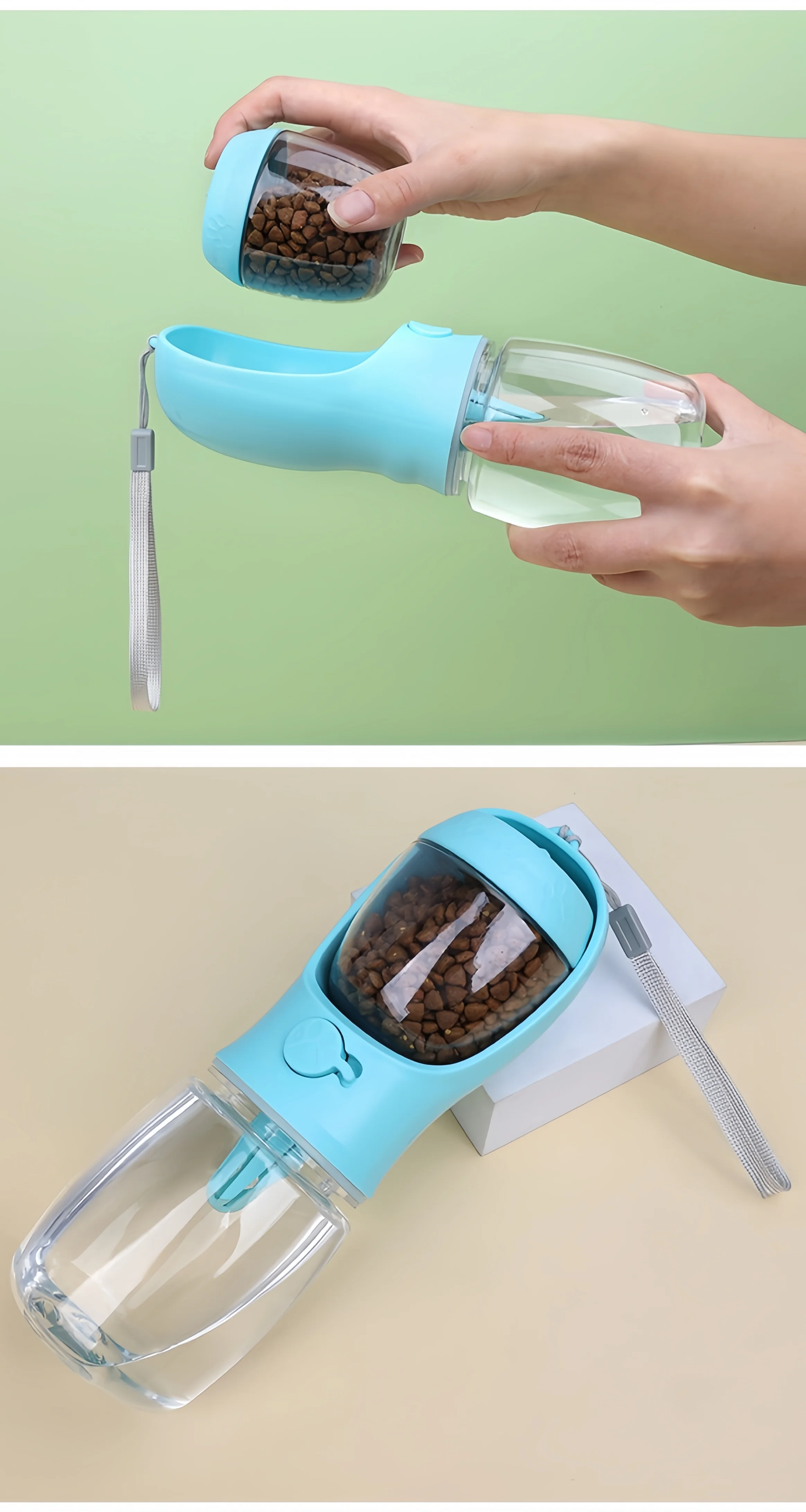 DUOPET 2-in-1 Draagbare Drinkfles & Voercontainer