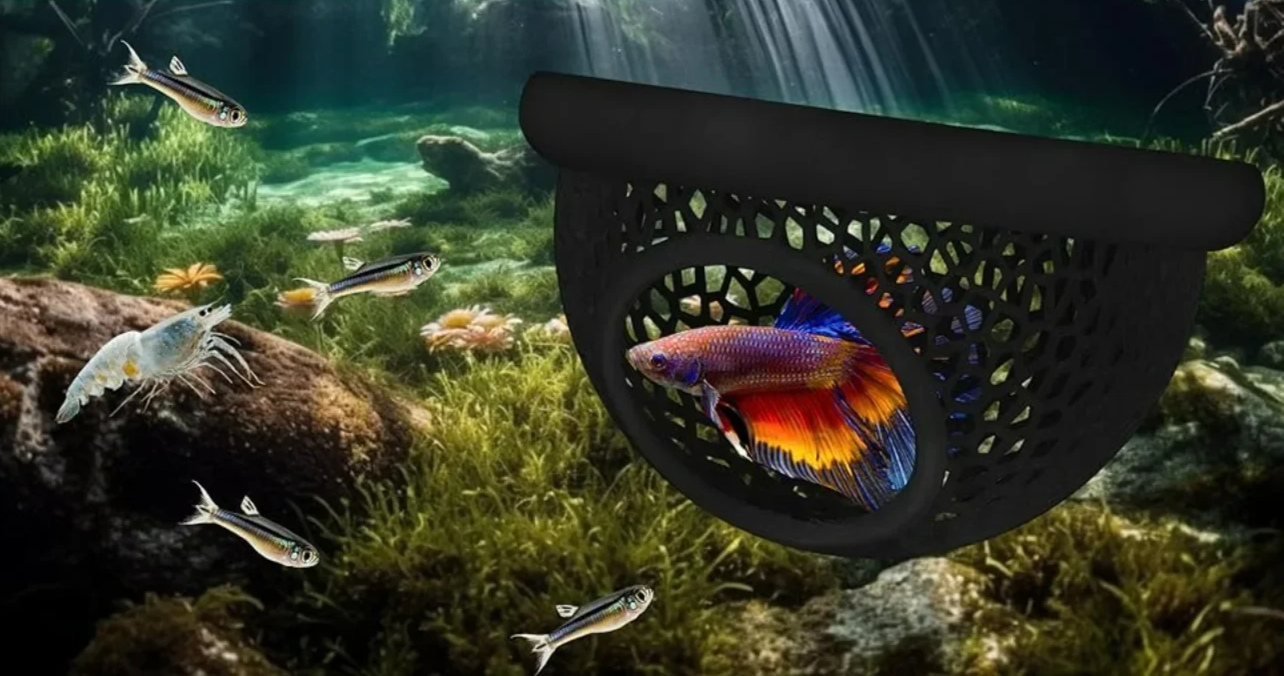 AquaHaven 3-in-1 Drijvende Grottenschuilplaats & Voederring voor Betta’s en Kleine Aquariumdieren