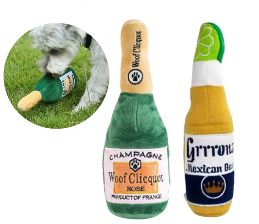 PawJoy Gele Wijnfles Interactief Hondenspeelgoed