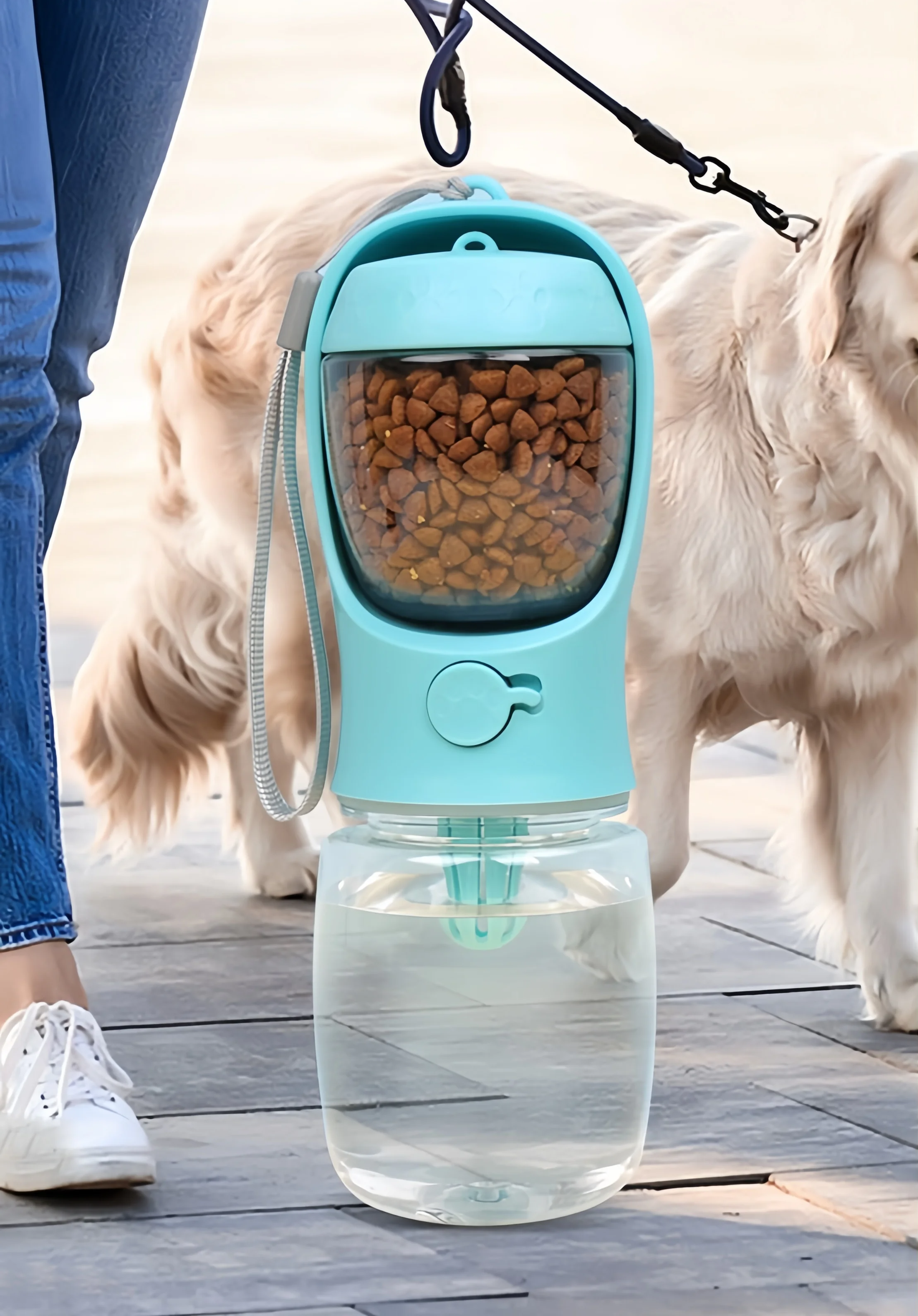DUOPET 2-in-1 Draagbare Drinkfles & Voercontainer