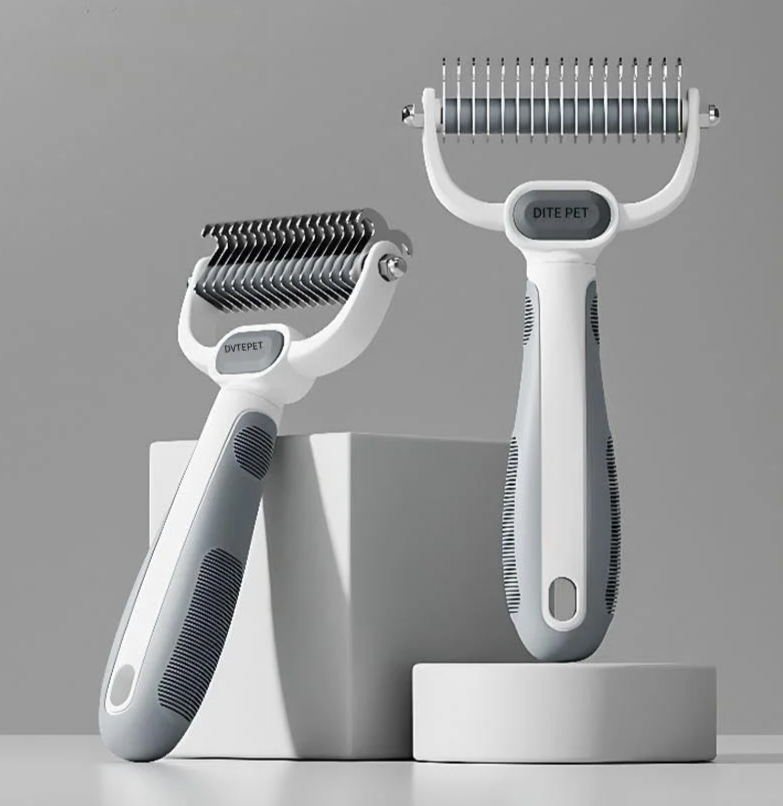 FurEase DuoCare Pro – Dubbelzijdige Ontklit- & Deshedding Borstel voor Honden en Katten